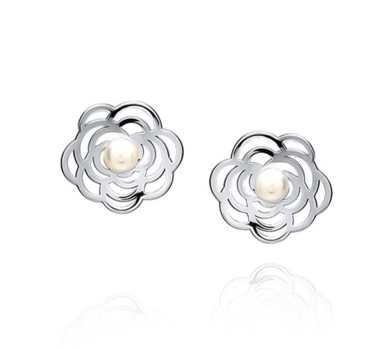 Ohrstecker Perle rhodiniert